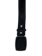 Shark Skin Print Western Belt with Removable Metal Buckle - Black