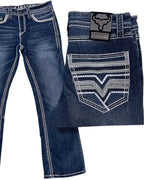 Men's Boot Cut Western Jeans – Stretch Denim Cowboy Pants – Medium Blue 26502
