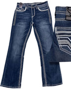 Men's Boot Cut Western Jeans – Stretch Denim Cowboy Pants – Medium Blue 26502