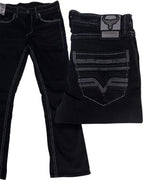 Men's Boot Cut Western Jeans – Stretch Denim Cowboy Pants – Black 26502