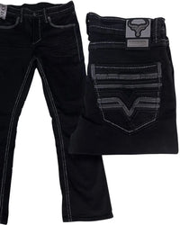 Men's Boot Cut Western Jeans – Stretch Denim Cowboy Pants – Black 26502
