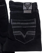 Men's Boot Cut Western Jeans – Stretch Denim Cowboy Pants – Black 26502