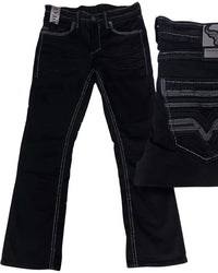 Men's Boot Cut Western Jeans – Stretch Denim Cowboy Pants – Black 26502