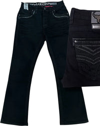 Men's Boot Cut Western Jeans – Stretch Denim Cowboy Pants – Black 26503