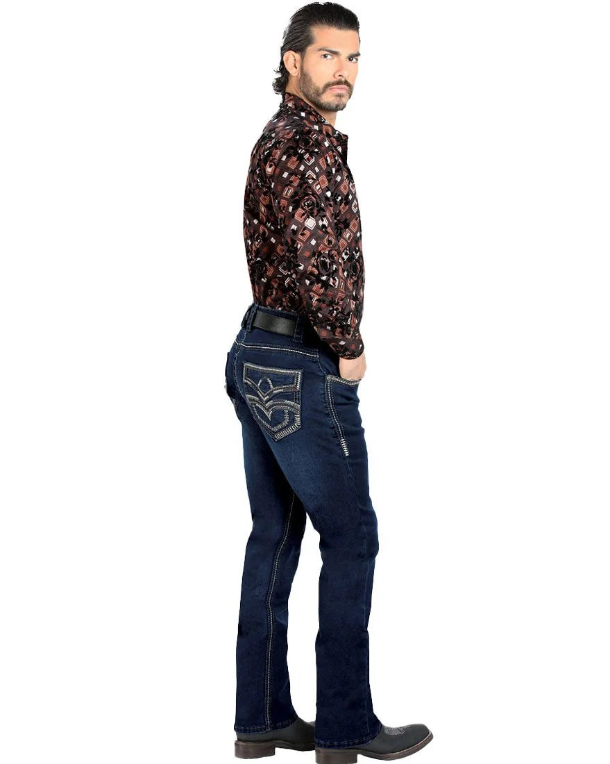 Men's Boot Cut Western Jeans – Stretch Denim Cowboy Pants – Azul Oscuro 1867