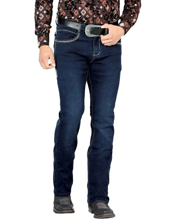 Men's Boot Cut Western Jeans – Stretch Denim Cowboy Pants – Azul Oscuro 1867