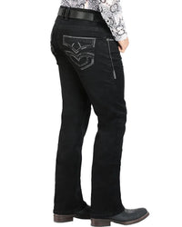 Men's Boot Cut Western Jeans – Stretch Denim Cowboy Pants –  Black 1867