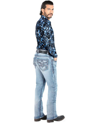 Men's Boot Cut Western Jeans – Stretch Denim Cowboy Pants – Azul Claro 1867