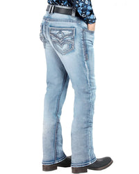 Men's Boot Cut Western Jeans – Stretch Denim Cowboy Pants – Azul Claro 1867