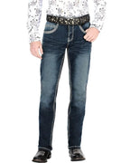 Men's Boot Cut Western Jeans – Stretch Denim Cowboy Pants – Azul Medio 1867