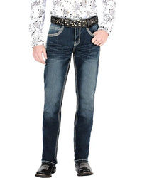 Men's Boot Cut Western Jeans – Stretch Denim Cowboy Pants – Azul Medio 1867