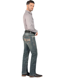 Men's Boot Cut Western Jeans – Stretch Denim Cowboy Pants – Dark Blue 1868