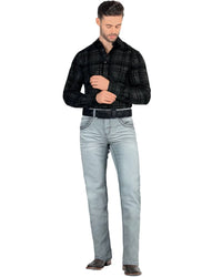 Men's Boot Cut Western Jeans – Stretch Denim Cowboy Pants – Blue 1868