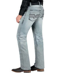 Men's Boot Cut Western Jeans – Stretch Denim Cowboy Pants – Blue 1868
