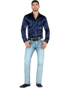 Men's Boot Cut Western Jeans – Stretch Denim Cowboy Pants – Light Blue 1868
