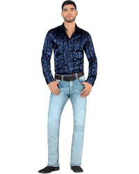 Men's Boot Cut Western Jeans – Stretch Denim Cowboy Pants – Light Blue 1868