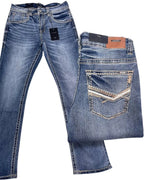 Men's Boot Cut Western Jeans – Stretch Denim Cowboy Pants - Medium Blue 9055