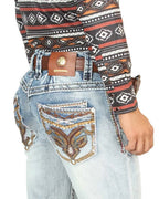Men's Boot Cut Western Jeans – Stretch Denim Cowboy Pants –Light  Blue 45531