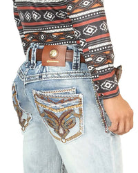 Men's Boot Cut Western Jeans – Stretch Denim Cowboy Pants –Light  Blue 45531