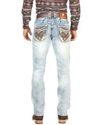 Men's Boot Cut Western Jeans – Stretch Denim Cowboy Pants –Light  Blue 45531