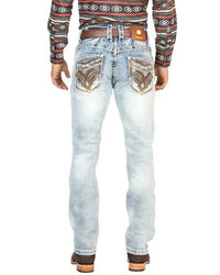 Men's Boot Cut Western Jeans – Stretch Denim Cowboy Pants –Light  Blue 45531