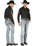 Men's Boot Cut Western Jeans – Stretch Denim Cowboy Pants –  Blue 45532