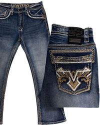 Men's Boot Cut Western Jeans – Stretch Denim Cowboy Pants - Medium Blue  39501