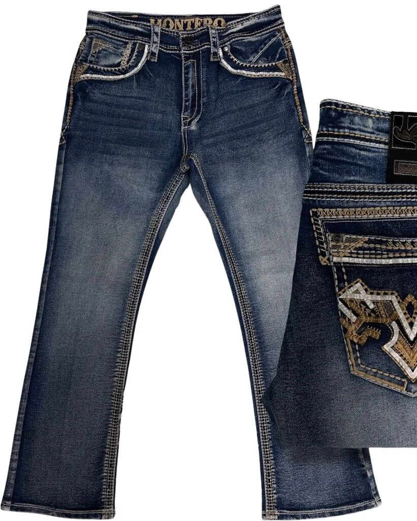 Men's Boot Cut Western Jeans – Stretch Denim Cowboy Pants - Medium Blue  39501