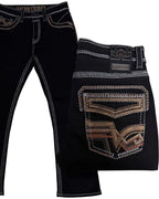 Men's Boot Cut Western Jeans – Stretch Denim Cowboy Pants - Black 39502