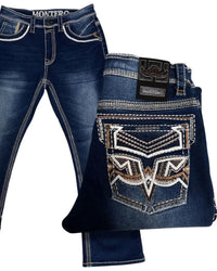 Men's Boot Cut Western Jeans – Stretch Denim Cowboy Pants - Dark Blue  39503
