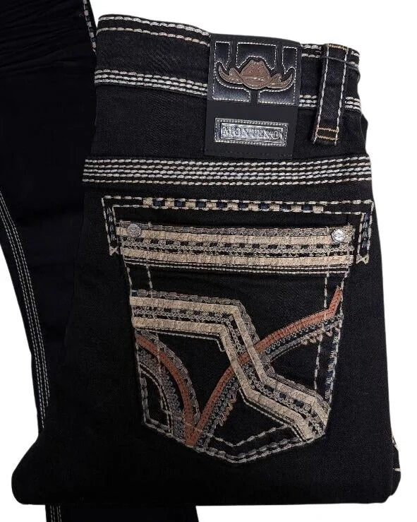 Men's Boot Cut Western Jeans – Stretch Denim Cowboy Pants - Black  39504
