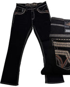 Men's Boot Cut Western Jeans – Stretch Denim Cowboy Pants - Black  39504