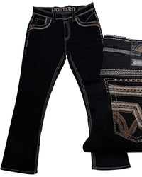 Men's Boot Cut Western Jeans – Stretch Denim Cowboy Pants - Black  39504
