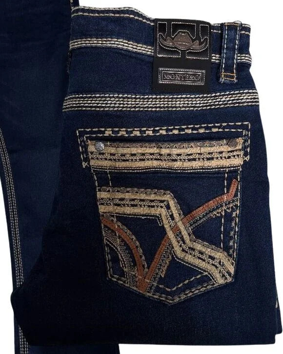 Men's Boot Cut Western Jeans – Stretch Denim Cowboy Pants - Navy 39504