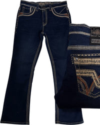 Men's Boot Cut Western Jeans – Stretch Denim Cowboy Pants - Navy 39504