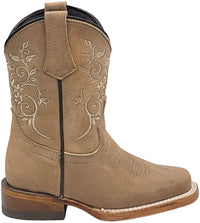 Silverton Kid's Jennifer All Leather Square Toe Boots-Beige