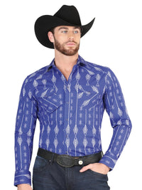 El General - Casual Long Sleeve Shirt Blue/White 44434