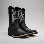 Joe Boots Kids's Embroidered Square Toe Cowboy Boots - Black - OriginalWestern.com