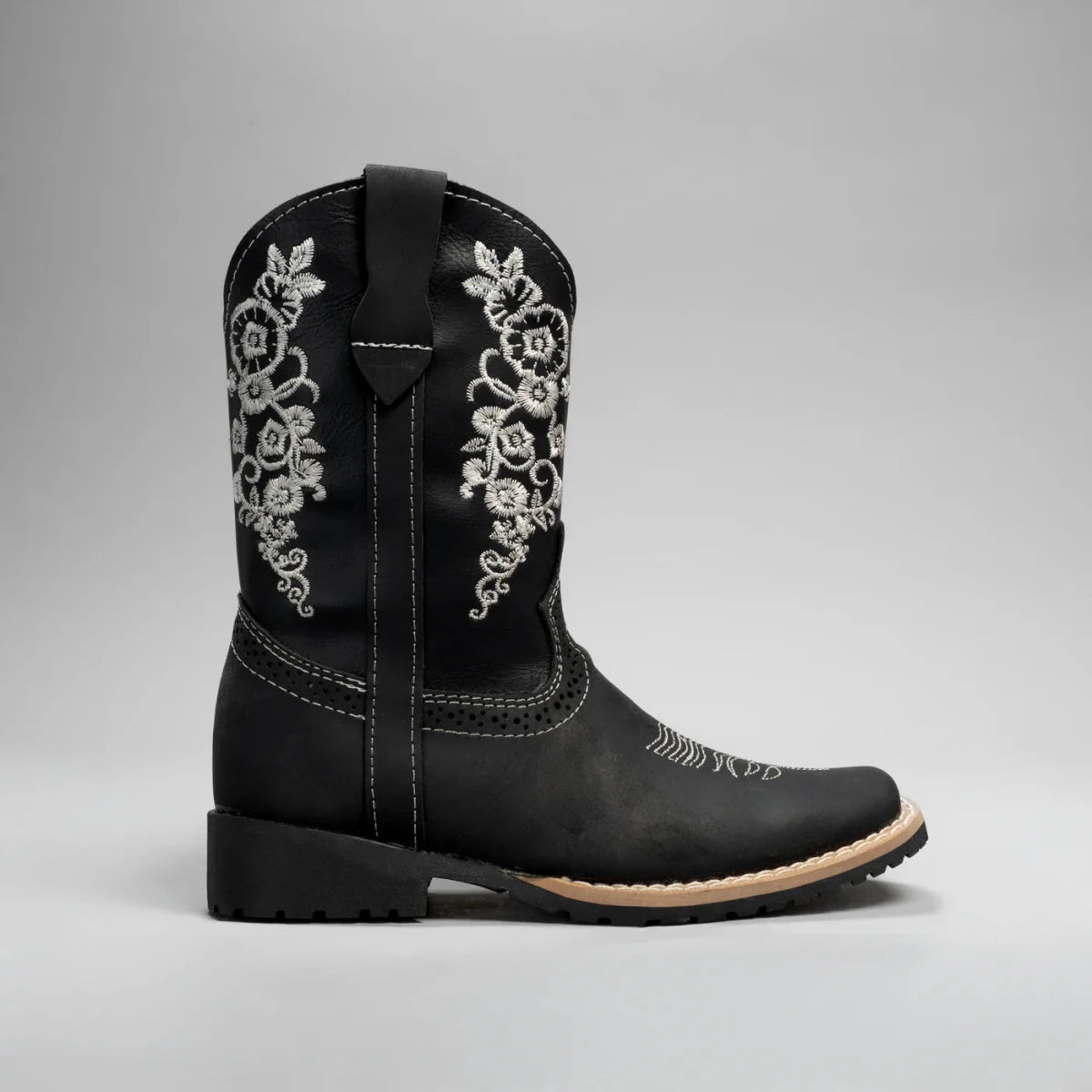 Joe Boots Kids's Embroidered Square Toe Cowboy Boots - Black - OriginalWestern.com