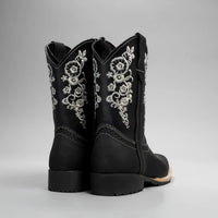 Joe Boots Kids's Embroidered Square Toe Cowboy Boots - Black - OriginalWestern.com