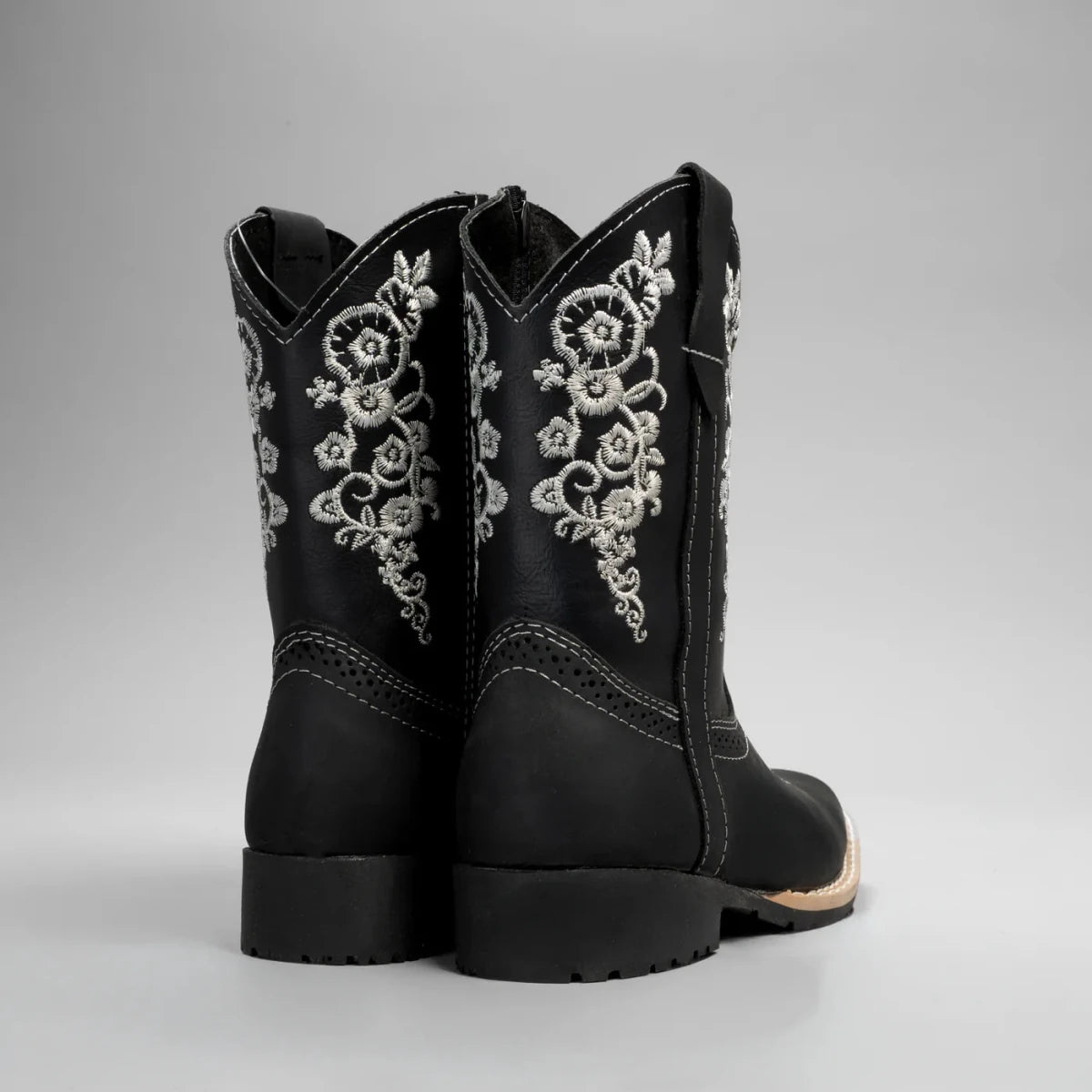 Joe Boots Kids's Embroidered Square Toe Cowboy Boots - Black - OriginalWestern.com