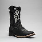 Joe Boots Kids's Embroidered Square Toe Cowboy Boots - Black - OriginalWestern.com