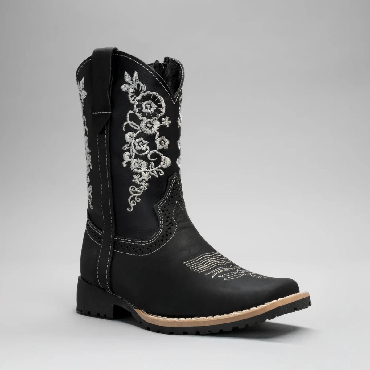 Joe Boots Kids's Embroidered Square Toe Cowboy Boots - Black - OriginalWestern.com