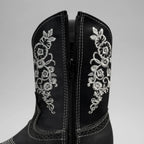 Joe Boots Kids's Embroidered Square Toe Cowboy Boots - Black - OriginalWestern.com