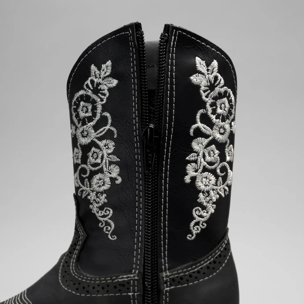 Joe Boots Kids's Embroidered Square Toe Cowboy Boots - Black - OriginalWestern.com