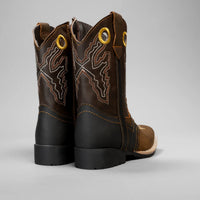 Joe Boots Kids's Embroidered Square Toe Cowboy Boots - Brown - OriginalWestern.com