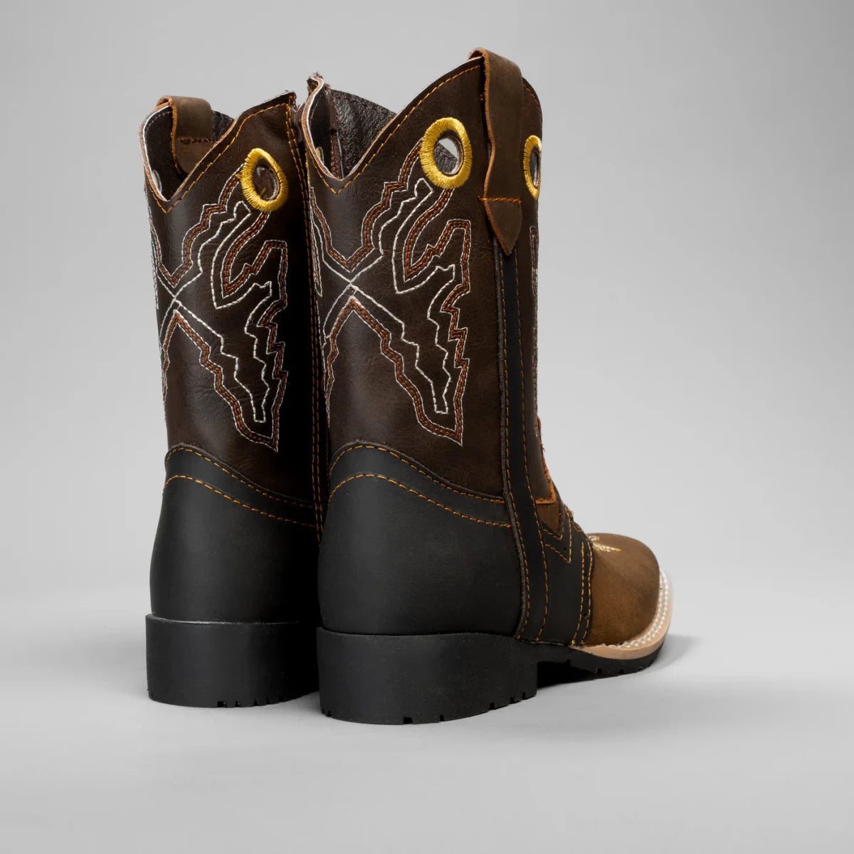 Joe Boots Kids's Embroidered Square Toe Cowboy Boots - Brown - OriginalWestern.com