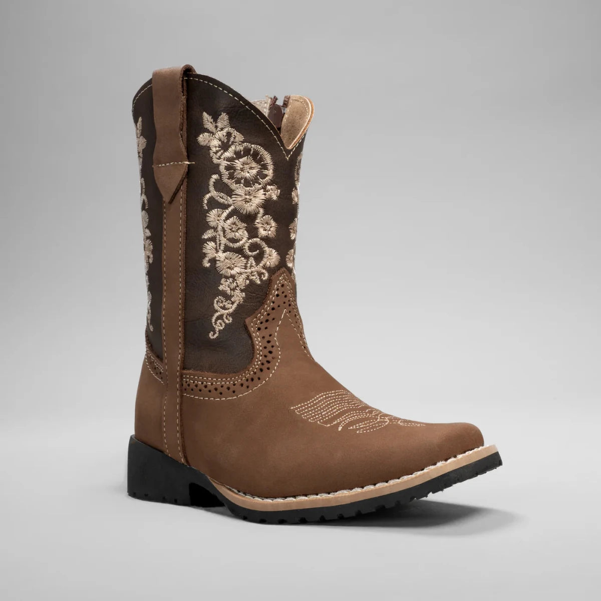 Joe Boots Kids's Embroidered Square Toe Cowboy Boots - Brown - OriginalWestern.com