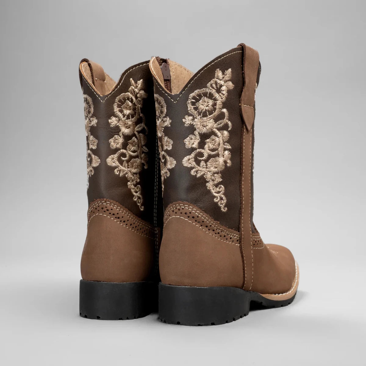 Joe Boots Kids's Embroidered Square Toe Cowboy Boots - Brown - OriginalWestern.com