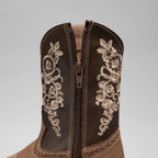 Joe Boots Kids's Embroidered Square Toe Cowboy Boots - Brown - OriginalWestern.com